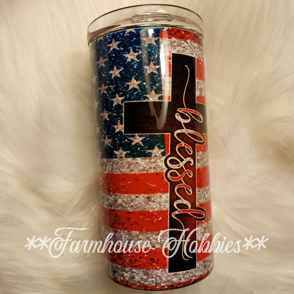 Blessed Flag RTS Drinkware Farmhouse Hobbies   