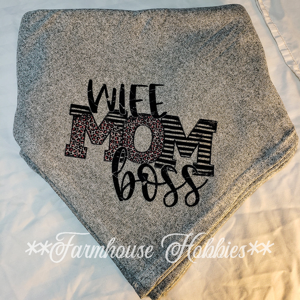 Sweater Blanket - Wife Mom Boss Home Decor/Accessories Farmhouse Hobbies   