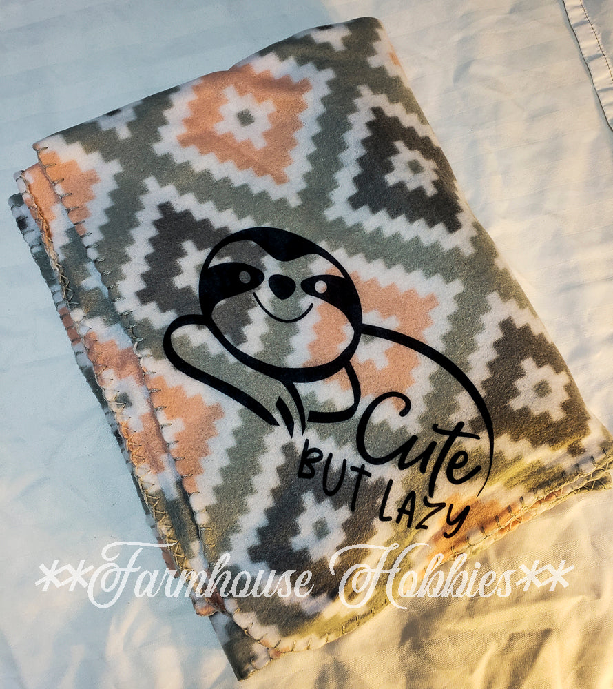 Fleece Blanket - Peach Aztec Cute But Lazy Sloth Home Decor/Accessories Farmhouse Hobbies   