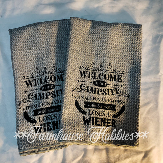 Towel Set - Welcome to Our Campsite Home Decor/Accessories Farmhouse Hobbies   