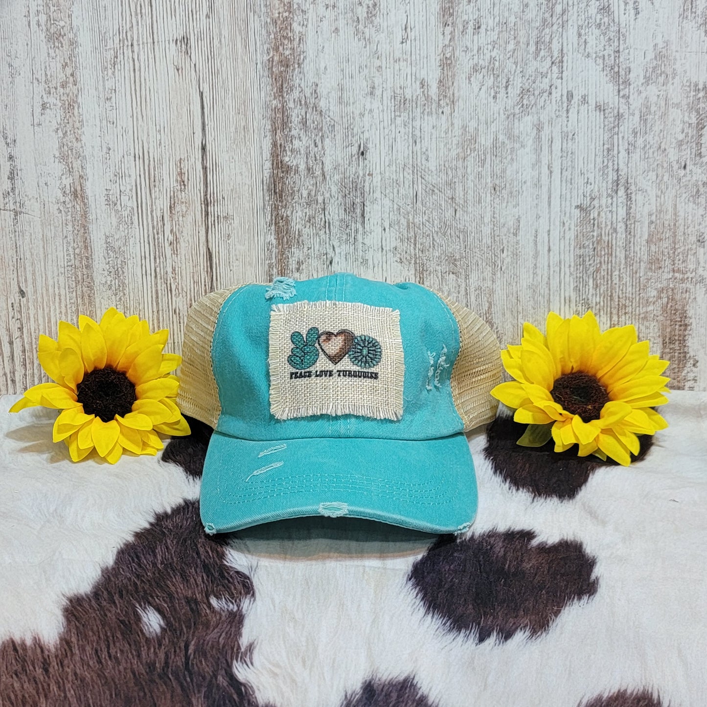 Turquoise Hat w/Patch  Farmhouse Hobbies   