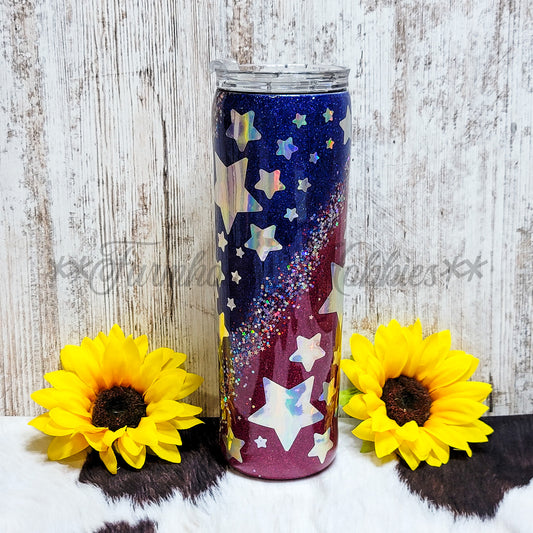 30 oz Plus Red Blue & Silver Stars RTS Drinkware Farmhouse Hobbies   