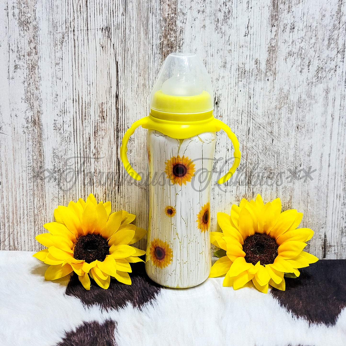8 oz Baby Bottle Sunflowers RTS Drinkware Farmhouse Hobbies   
