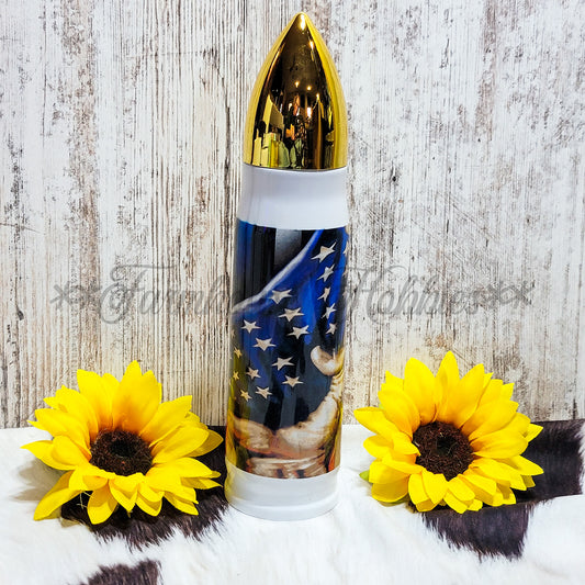 17 oz Bullet Flag Stainless Steel Sublimation Farmhouse Hobbies   