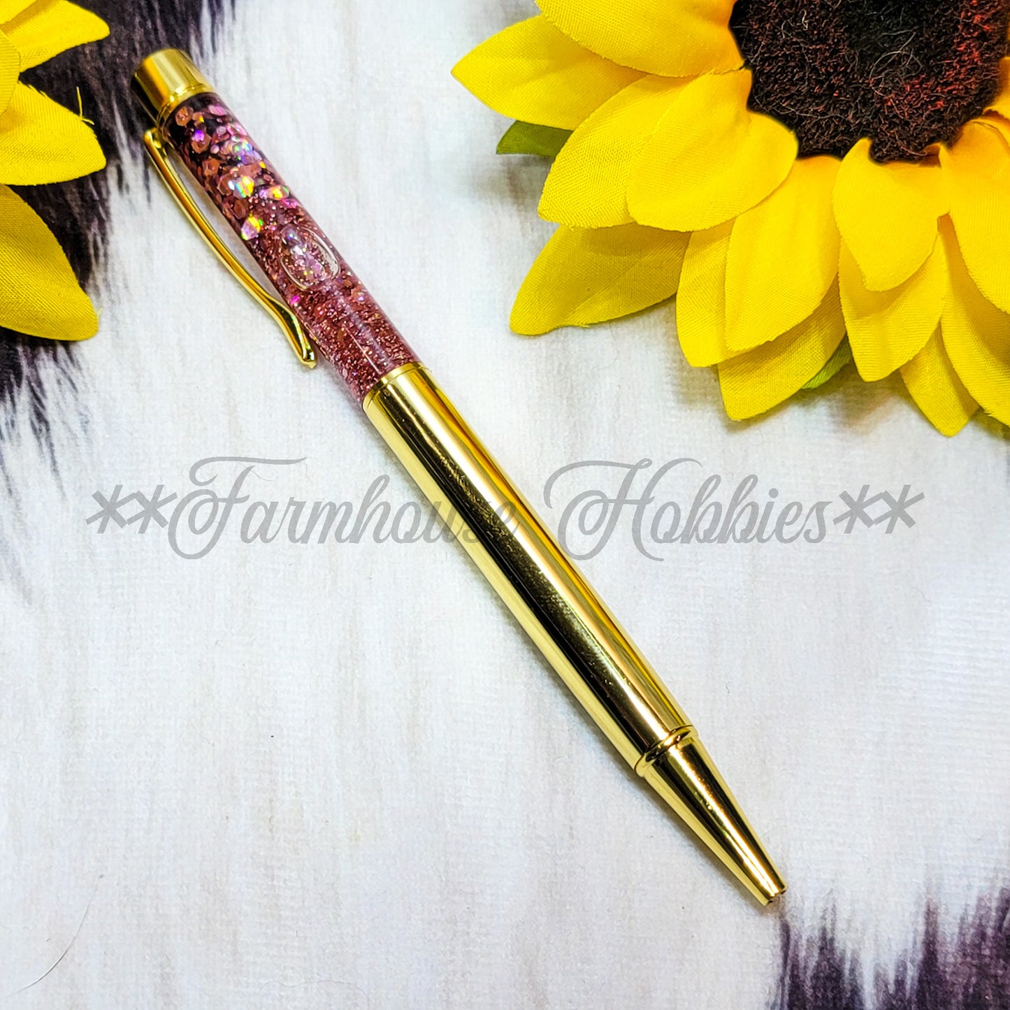 Gold/Pink Glitter flow Pen Home Decor/Accessories Farmhouse Hobbies   