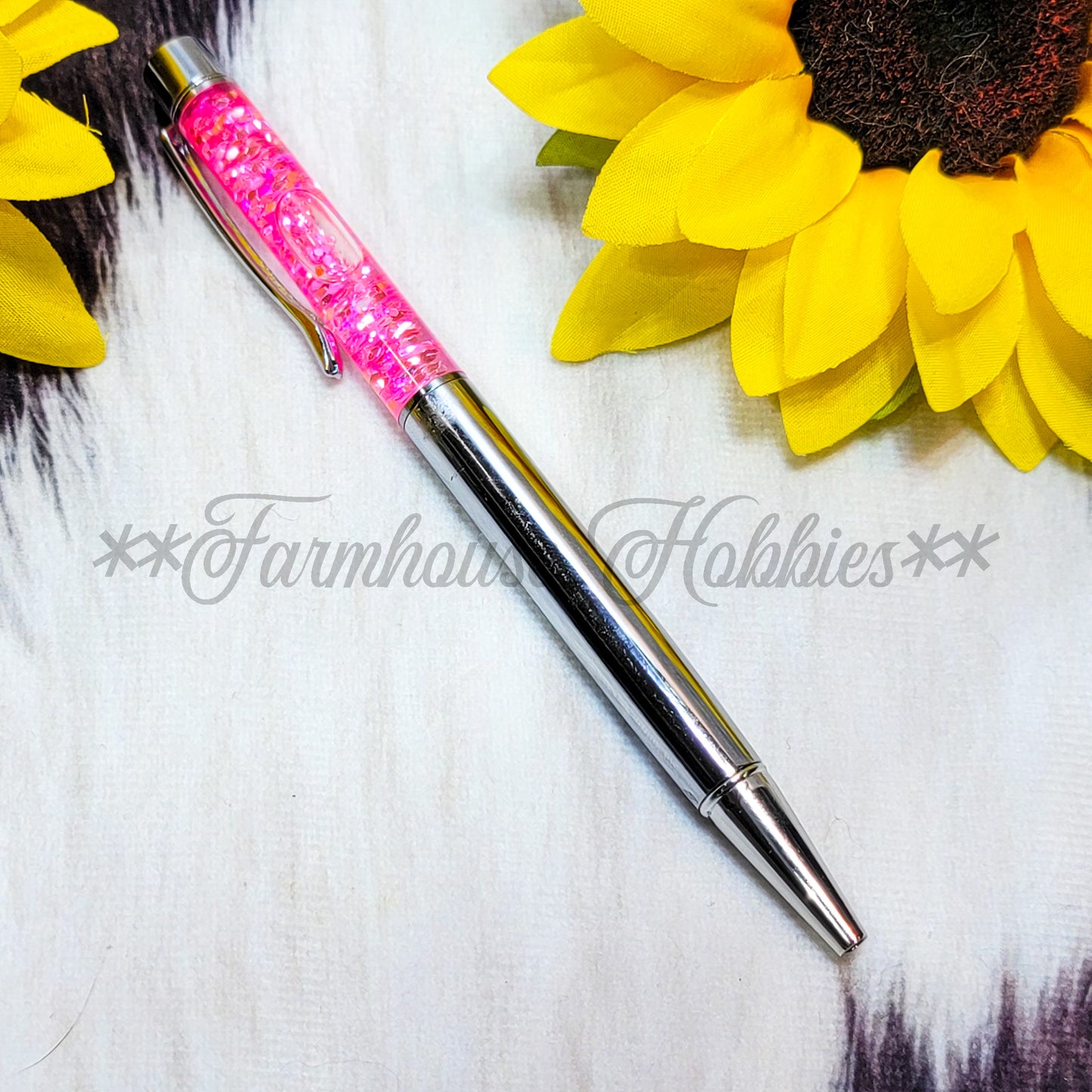 Silver/Pink Glitter Flow Pen Home Decor/Accessories Farmhouse Hobbies   