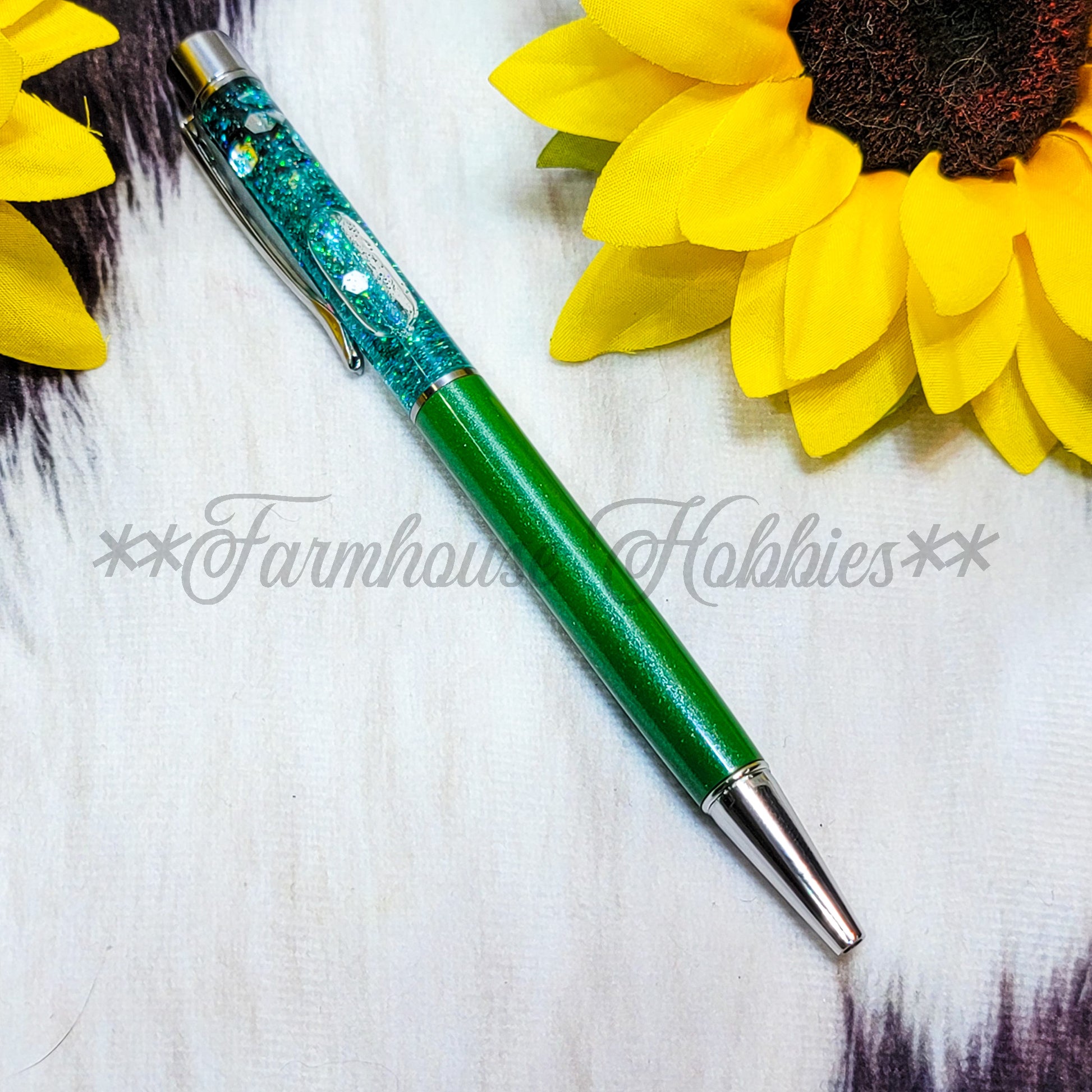 Green/Teal Glitter Flow Pen Home Decor/Accessories Farmhouse Hobbies   