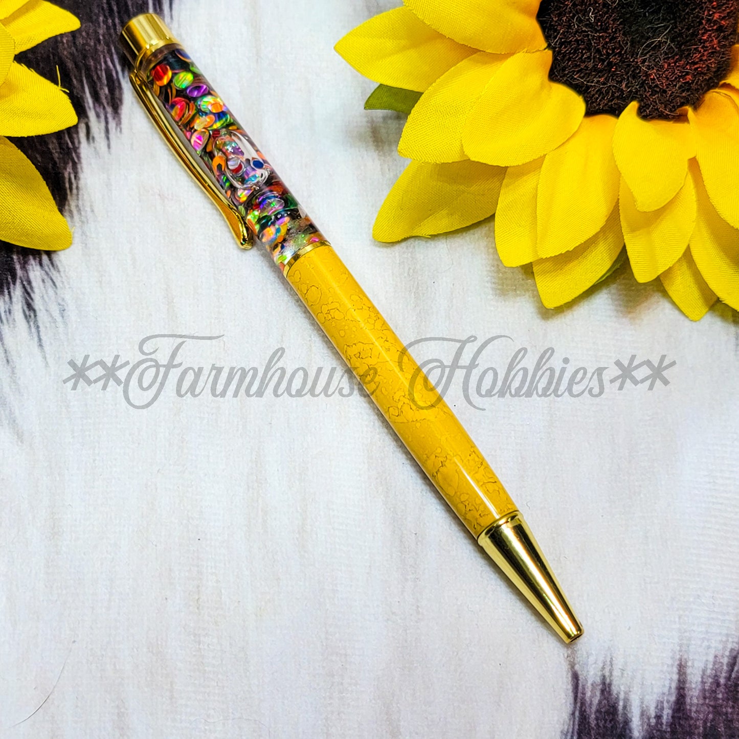 Yellow Marble Glitter Flow Pen Home Decor/Accessories Farmhouse Hobbies   