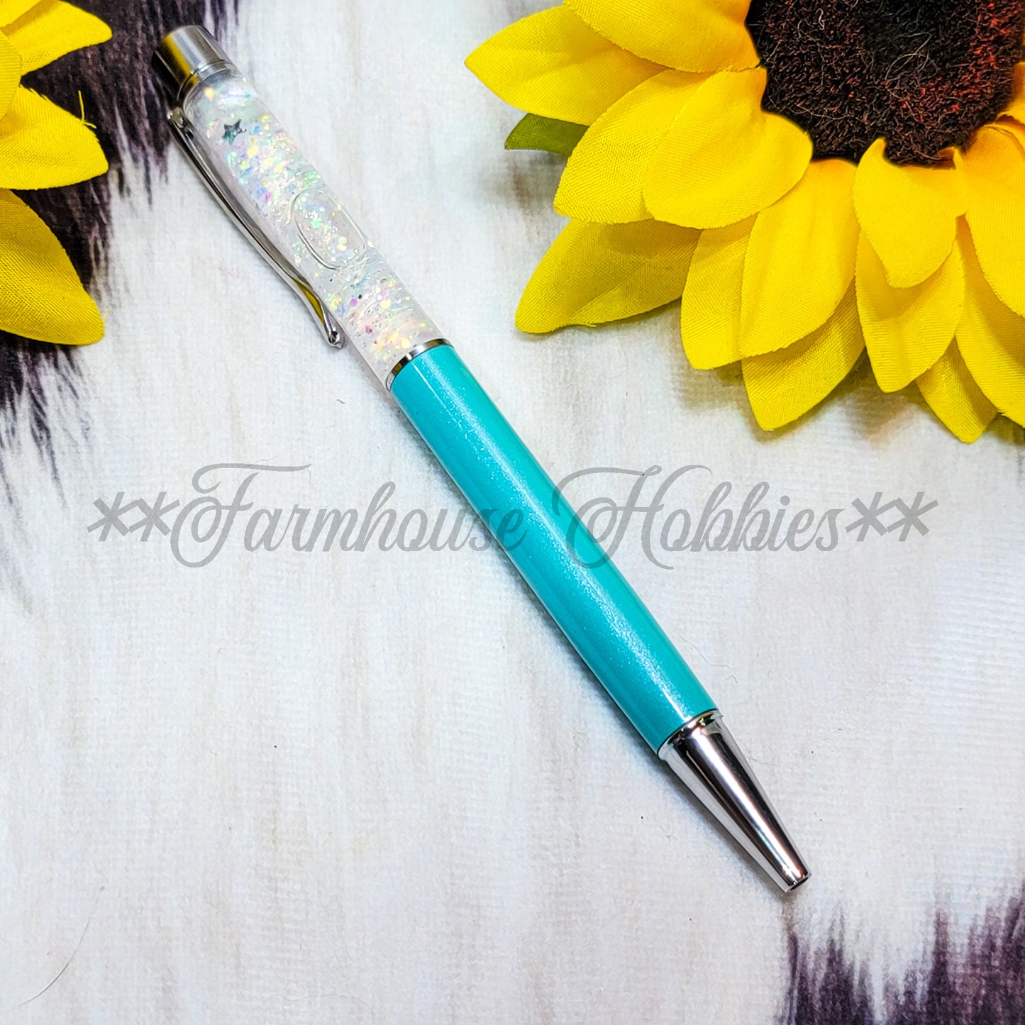 Teal/White Glitter Flow Pen Home Decor/Accessories Farmhouse Hobbies   
