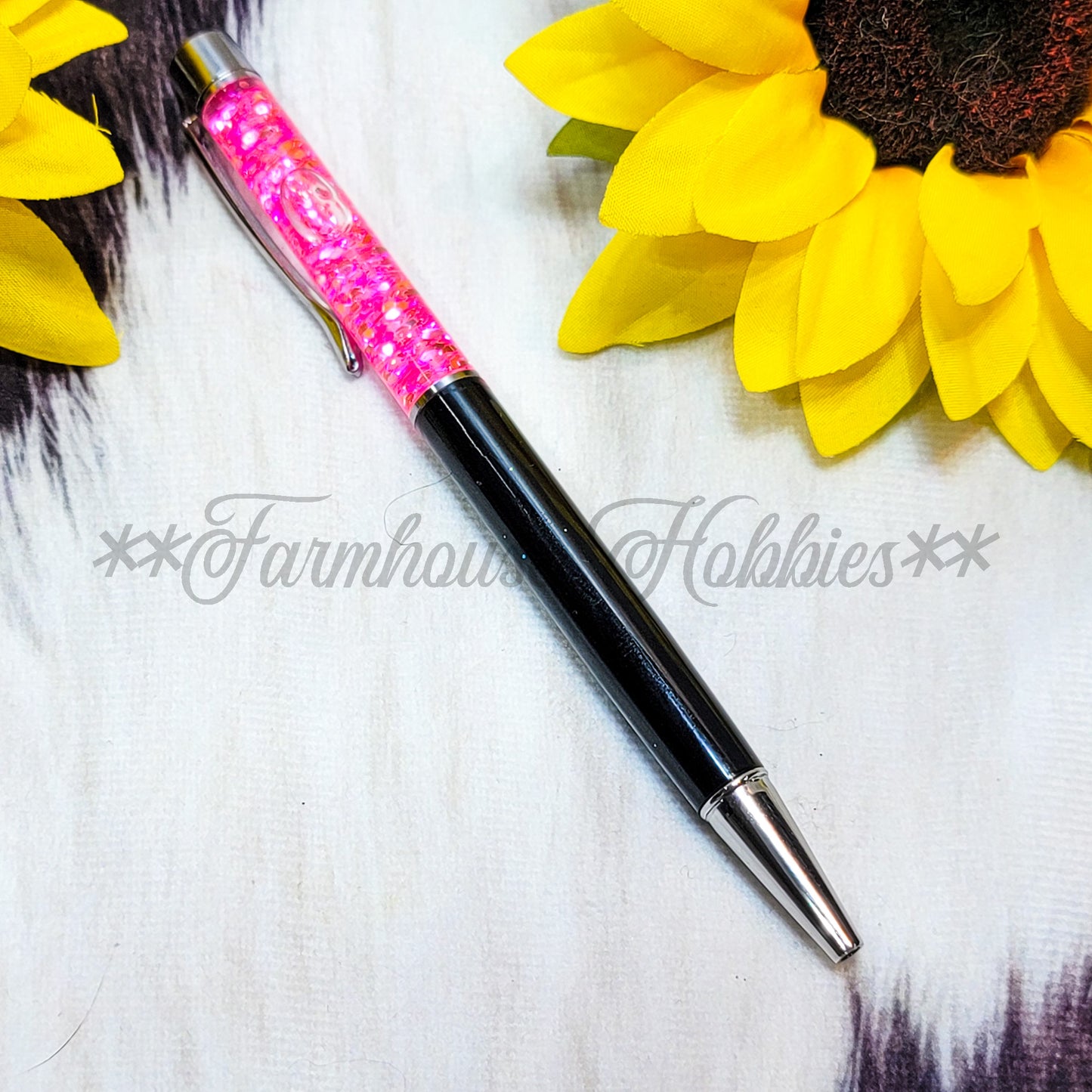 Black/Pink Glitter Flow Pen Home Decor/Accessories Farmhouse Hobbies   