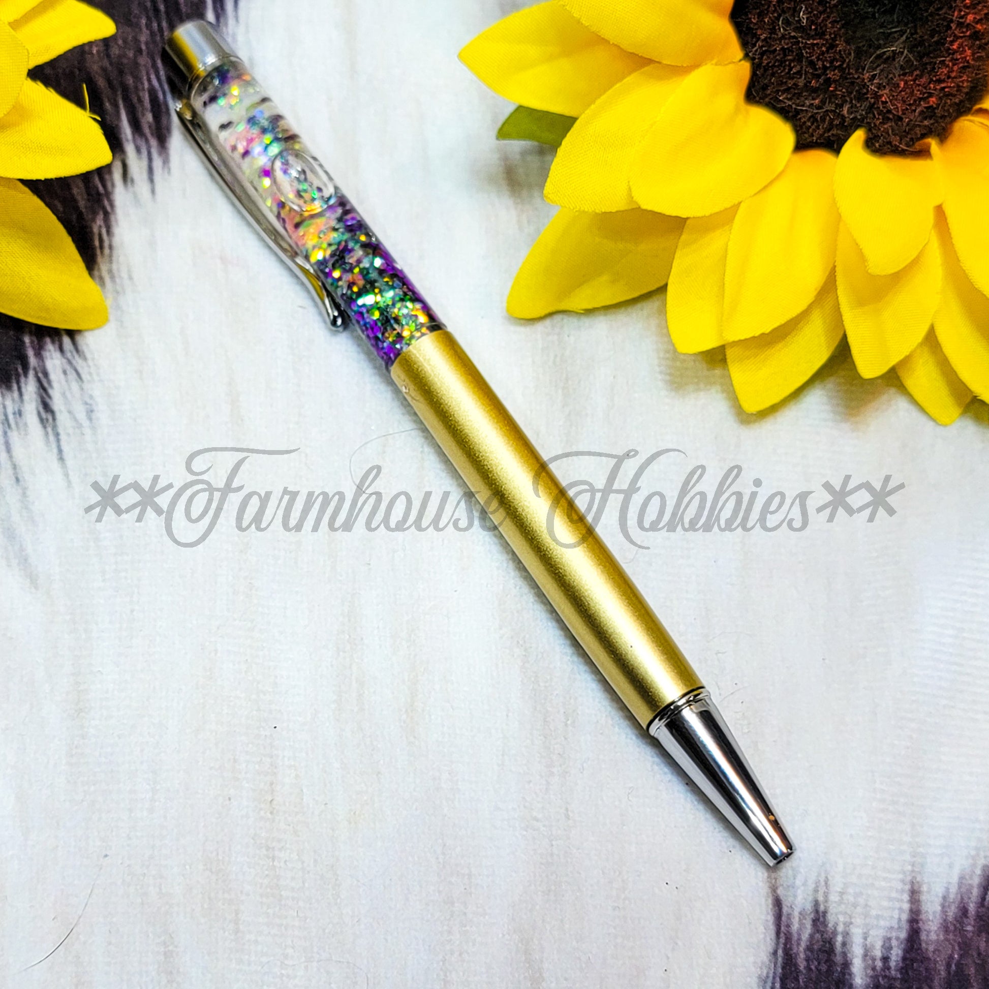 Gold/Purple Glitter Flow Pen Home Decor/Accessories Farmhouse Hobbies   