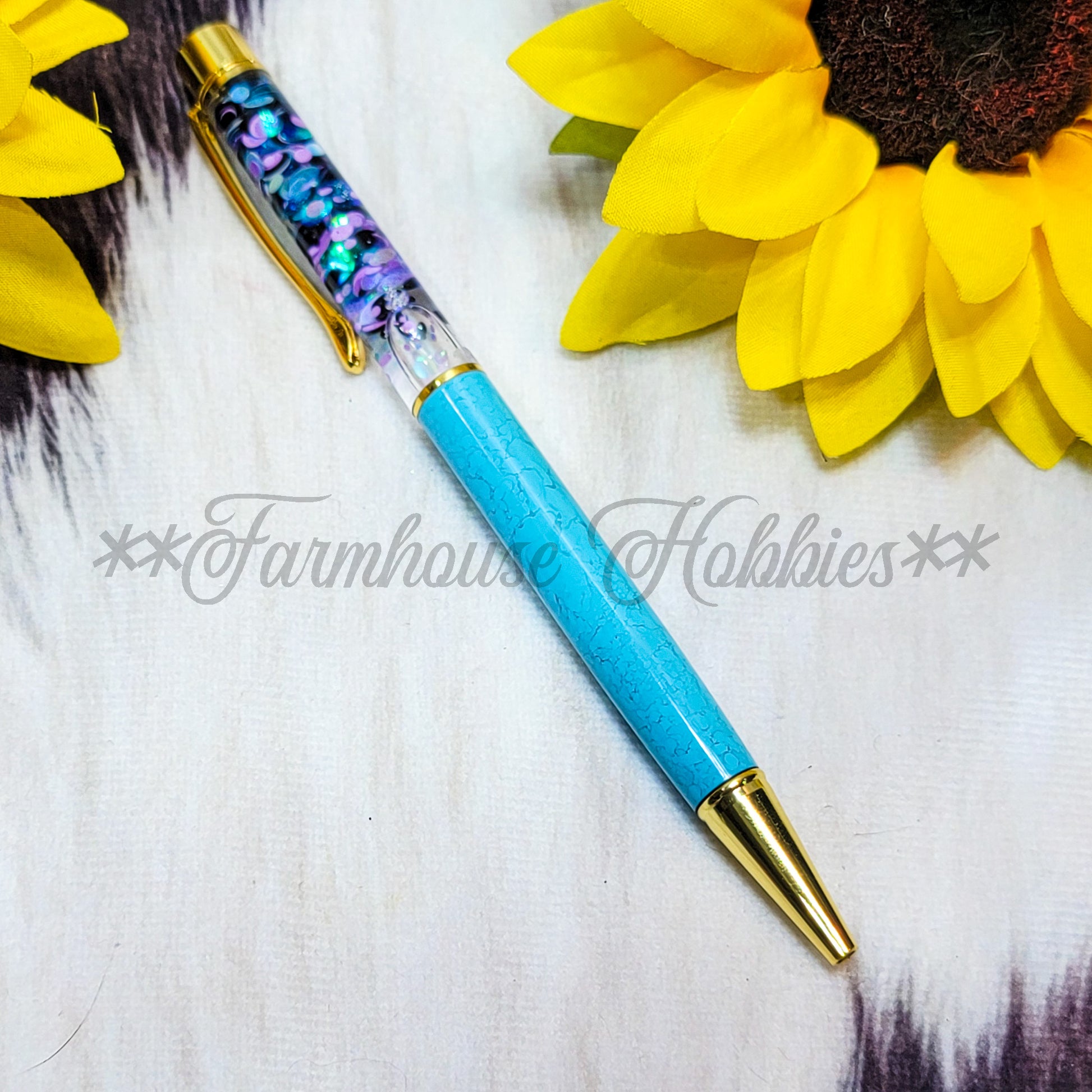 Teal Marble/Purple Glitter Flow Pen Home Decor/Accessories Farmhouse Hobbies   