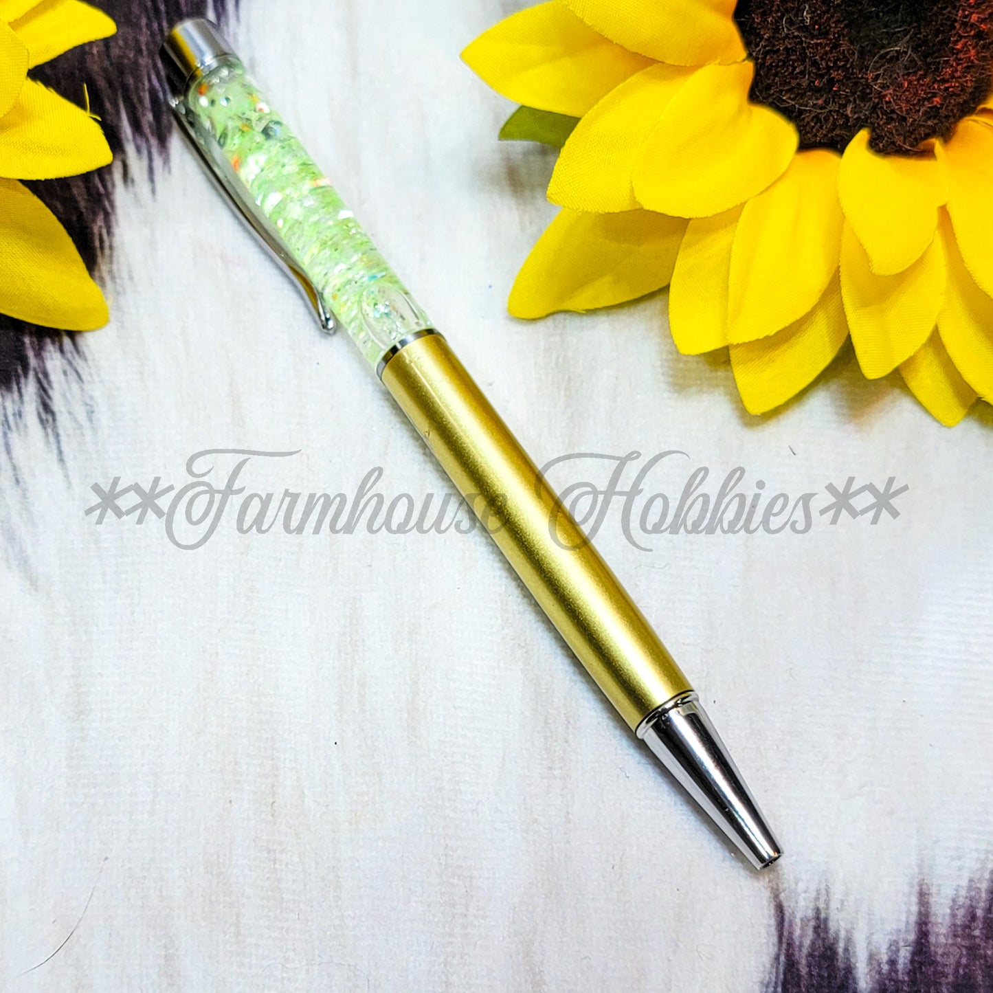 Gold/Lime Green Glitter Flow Pen Home Decor/Accessories Farmhouse Hobbies   