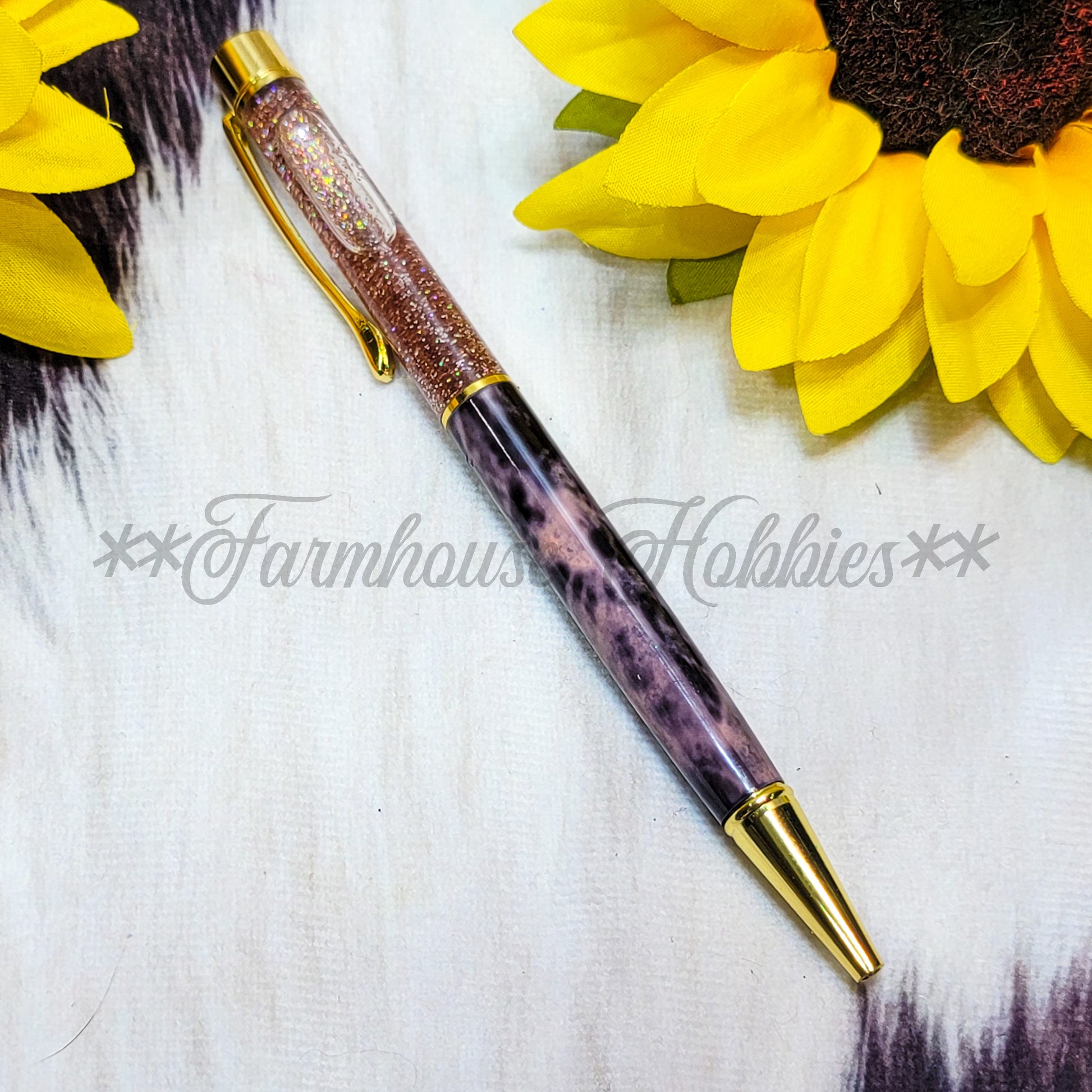 Peach marble/Rose Gold Glitter Flow Pen Home Decor/Accessories Farmhouse Hobbies   