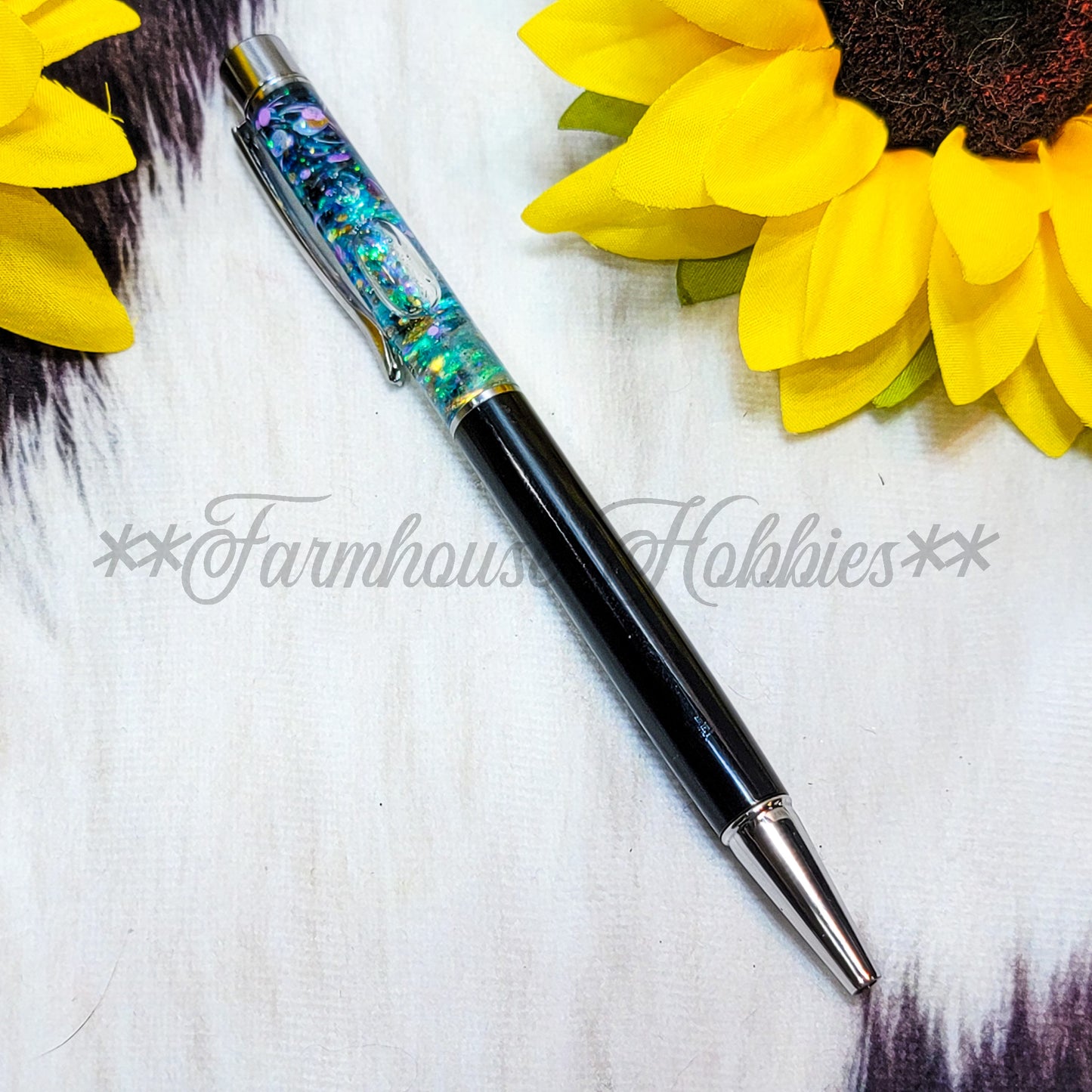 Black/Purple, Teal & Black Glitter Flow Pen Home Decor/Accessories Farmhouse Hobbies   