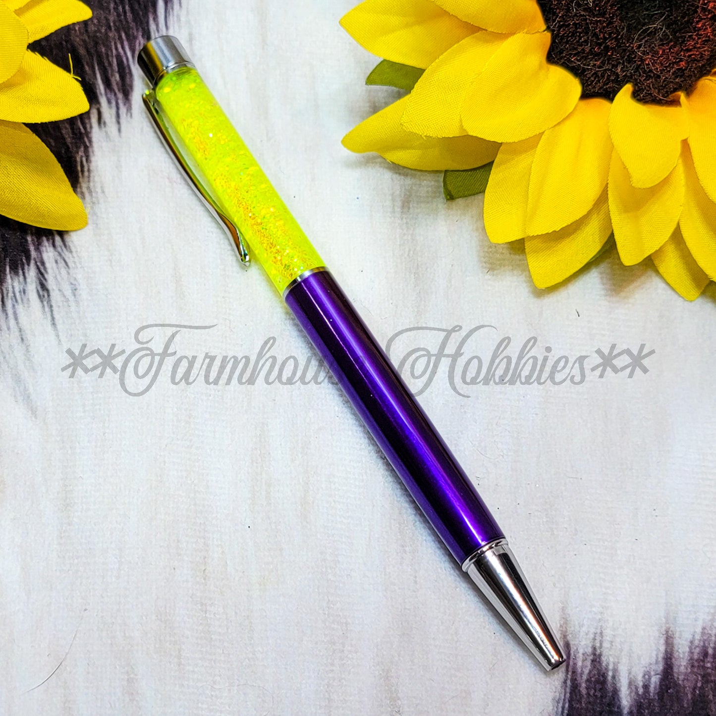 Purple/Yellow Glitter Flow Pen Home Decor/Accessories Farmhouse Hobbies   