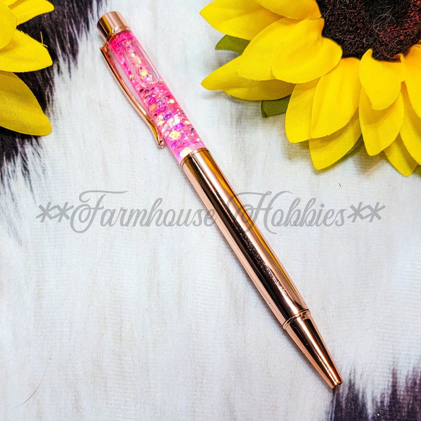Rose Gold/Pink Glitter Flow Pen Home Decor/Accessories Farmhouse Hobbies   