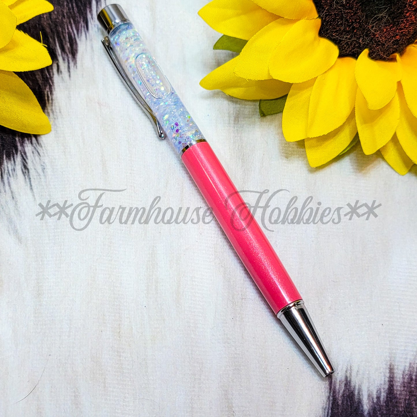 Pink Barrel/White Glitter Flow Pen Home Decor/Accessories Farmhouse Hobbies   
