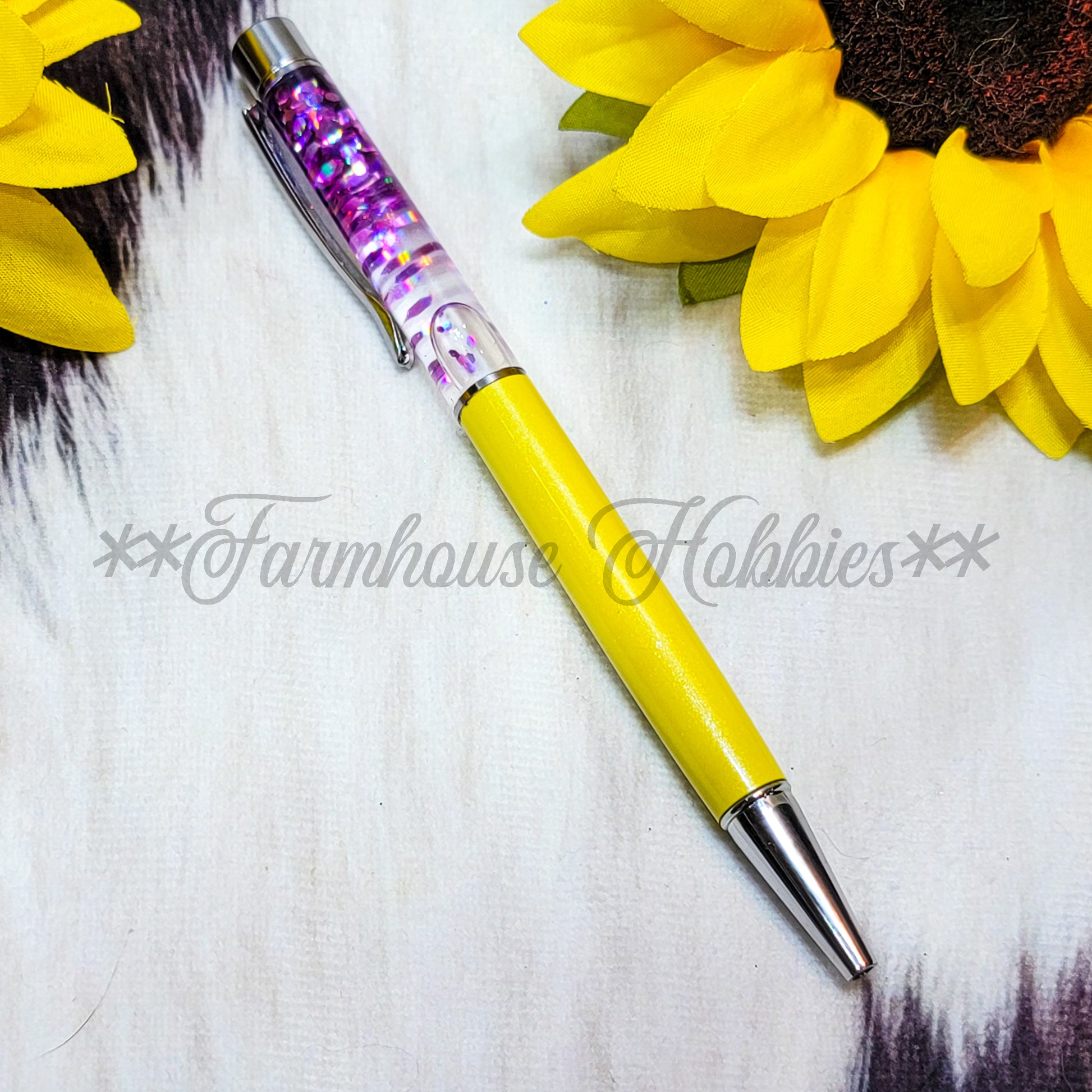 Yellow/Purple Glitter Flow Pen Home Decor/Accessories Farmhouse Hobbies   