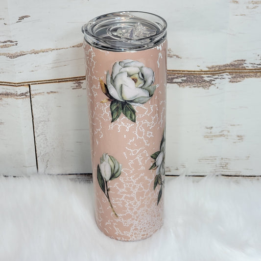 20 oz White Magnolia RTS Drinkware Farmhouse Hobbies   
